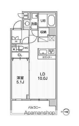 ＡＬＴＥＲＮＡ菊川Ⅱ[1LDK/41.59m2]の間取図