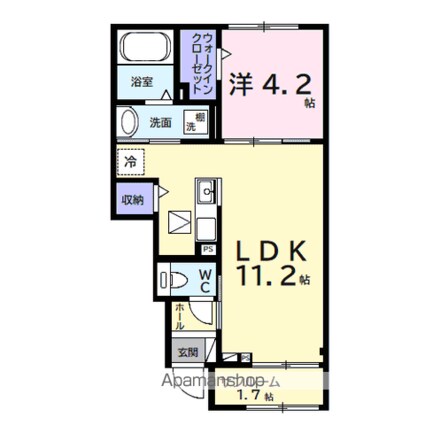 ヒカルサ市原姉ヶ崎ウエスト[1LDK/39.17m2]の間取図