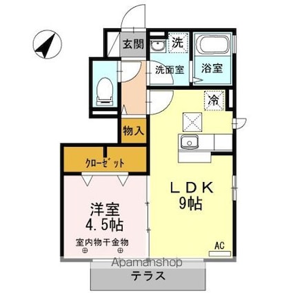 フォルテーヌⅤ[1LDK/35.7m2]の間取図