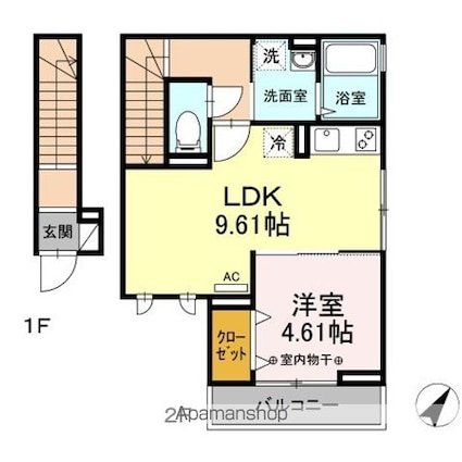 リビエラ　Ⅱ[1LDK/41.66m2]の間取図