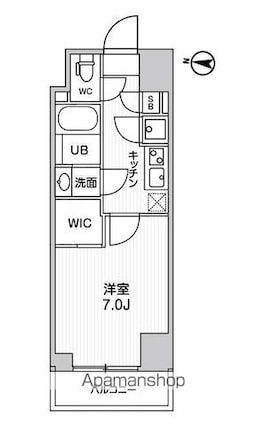 東京都墨田区千歳３丁目[1K/25.58m2]の間取図