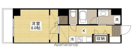 レジェンド医大南[1K/28.36m2]の間取図