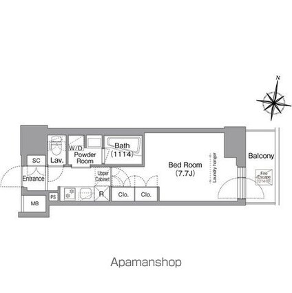 コンフォリア南品川[1K/25.14m2]の間取図