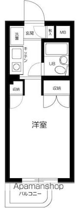 東京都中野区上高田２丁目[1R/17.92m2]の間取図