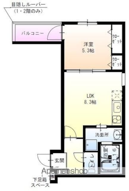 フジパレス東釘貫丁[1LDK/35.46m2]の間取図