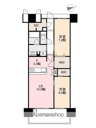 香川県高松市天神前[2LDK/69.16m2]の間取図