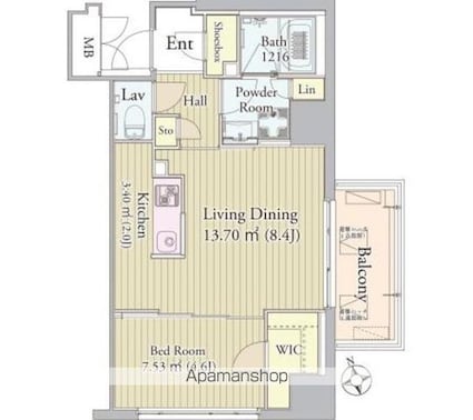 グロリアス西荻窪[1LDK/40.83m2]の間取図