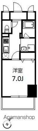 グランリドー[1K/25.32m2]の間取図