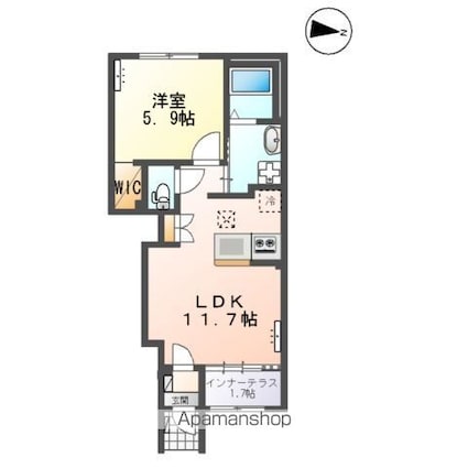Ｌｅ　Ｌｉｅｎ（ル　リアン）[1LDK/43.24m2]の間取図