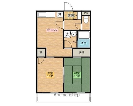 瀬川ビル[2DK/44.55m2]の間取図
