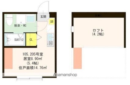 リンク北小岩[1R/14.76m2]の間取図