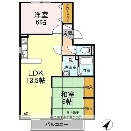 ルレーブＫ　Ｃ棟[2LDK/57.93m2]の間取図
