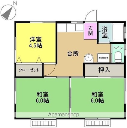 一戸建[3K/46.28m2]の間取図