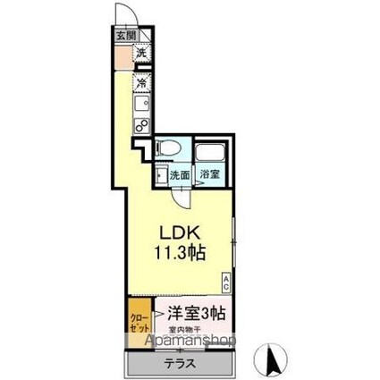 スピアナート北石堂[1LDK/32.86m2]の間取図