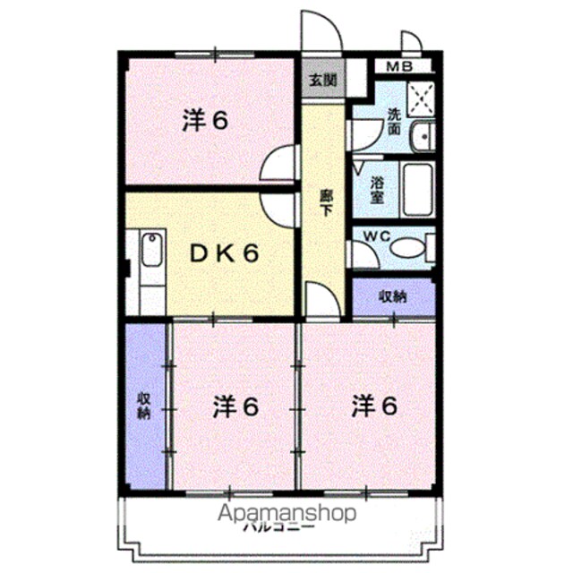グレース吉田[3DK/55.84m2]の間取図