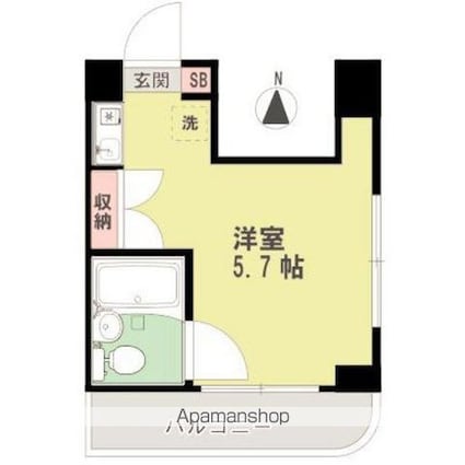 第２６クリスタルマンション[1R/20.58m2]の間取図