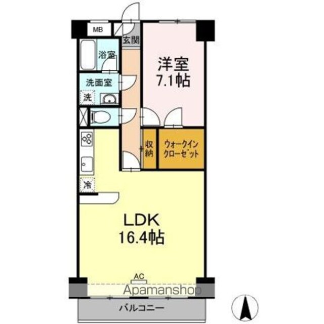 ハイフラットワン[1LDK/63.17m2]の間取図