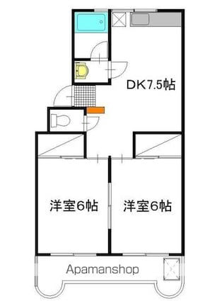 堂端コーポ　Ａ棟[2DK/44.55m2]の間取図