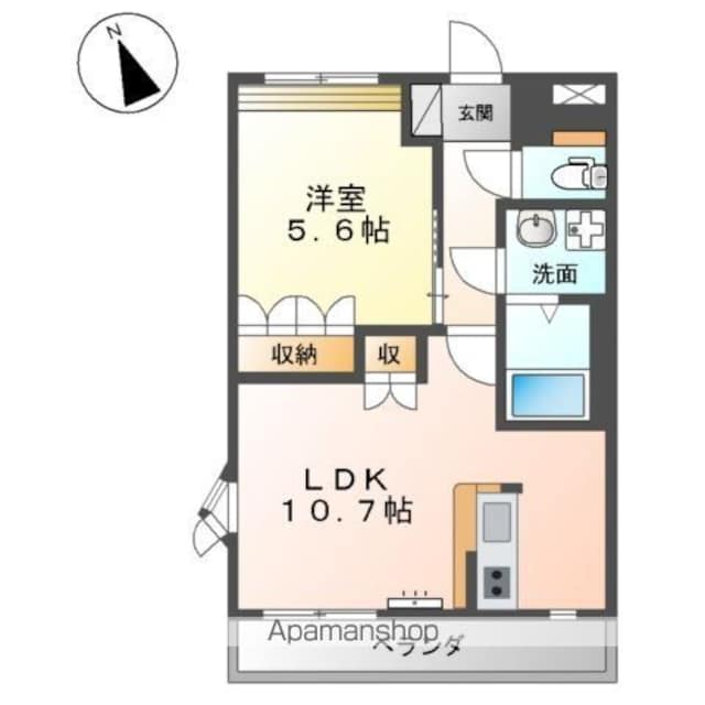 フローラルスクエア[1LDK/41.04m2]の間取図