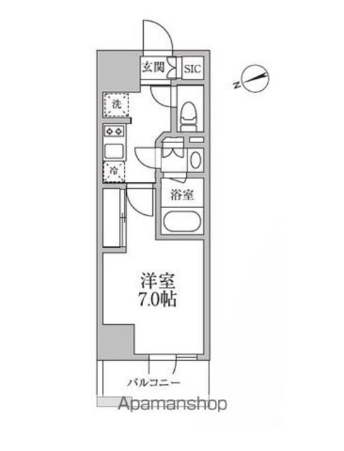 レジディア新御徒町Ⅱ[1K/25.5m2]の間取図