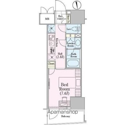 ロイジェントパークス四ツ谷[1K/27.41m2]の間取図