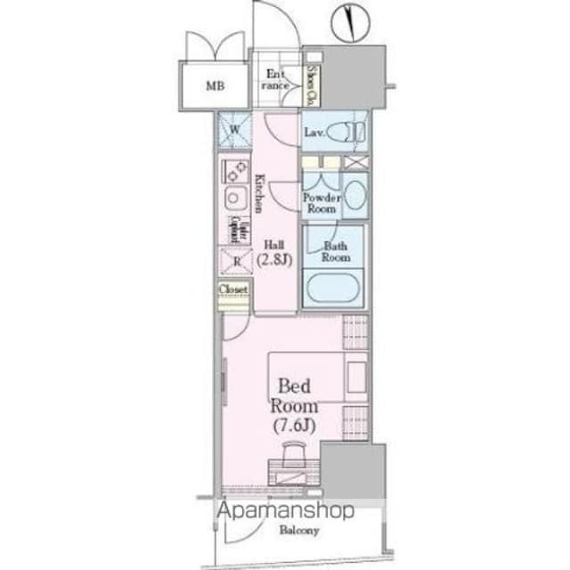 ロイジェントパークス四ツ谷[1K/27.41m2]の間取図