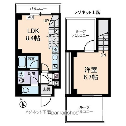 メゾンヌーヴェル[1LDK/35.82m2]の間取図