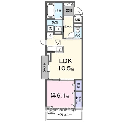 グローブ[1LDK/41.88m2]の間取図