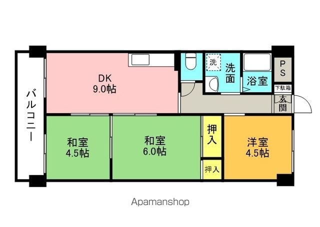 ハイツモンレーブ[3DK/55m2]の間取図