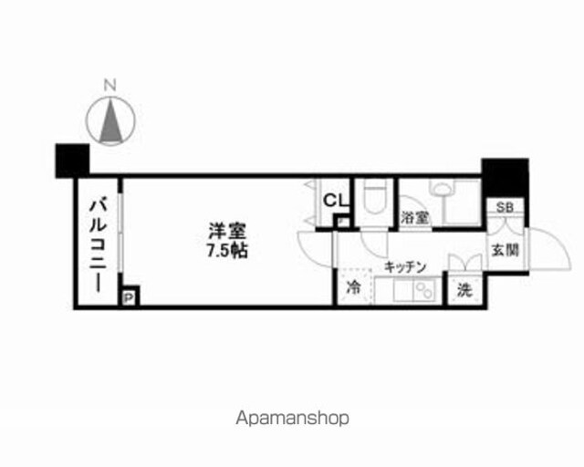 スペーシア秋葉原[1K/23.85m2]の間取図
