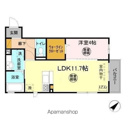 パークドオートム　Ａ[1LDK/40.97m2]の間取図