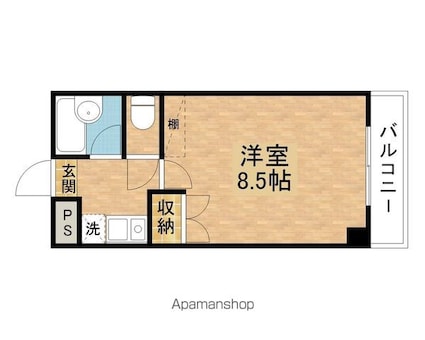 レイクハウス堅田Ａ[1K/25.92m2]の間取図