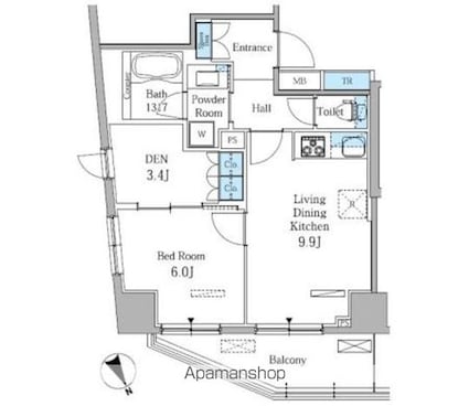 パークアクシス新板橋イースト[1SLDK/46.05m2]の間取図
