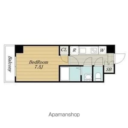 東京都足立区千住曙町[1K/25.15m2]の間取図