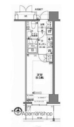 東京都江東区東陽６丁目[1K/25.58m2]の間取図