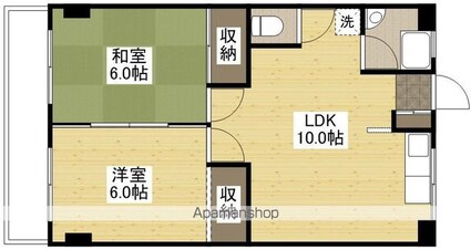 広島県広島市佐伯区五日市駅前１丁目[2LDK/45.57m2]の間取図