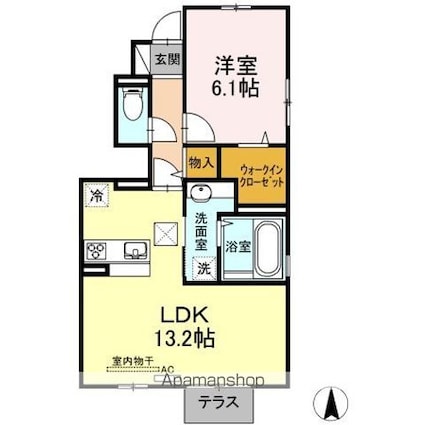 セジュール　ル　ヴァン[1LDK/48.23m2]の間取図