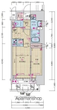 プレサンス今池駅前フェルディノ[1LDK/34.83m2]の間取図
