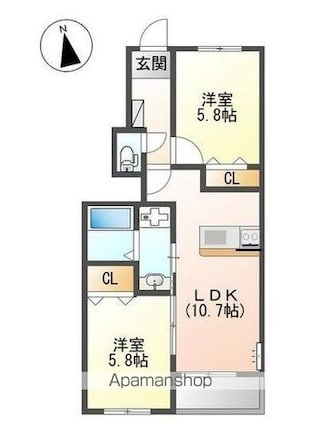 グラン　フェリシア　Ⅱ　[2LDK/50.45m2]の間取図