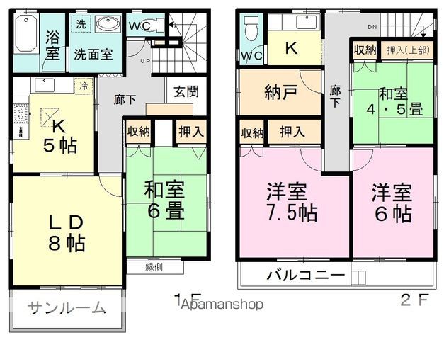 東葉高速鉄道 船橋日大前駅 徒歩29分 2階建 築43年の間取り写真