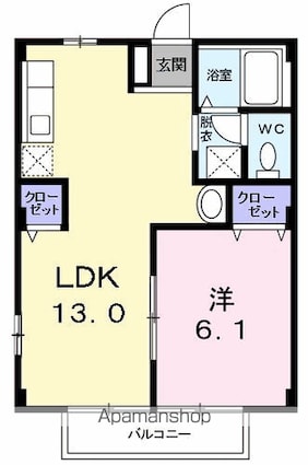 コーポ竹内Ⅱ[1LDK/40.04m2]の間取図