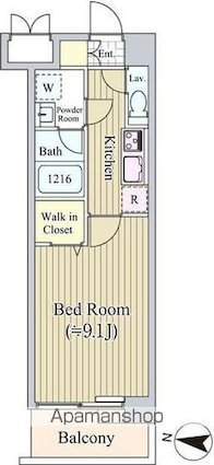 ＡＬＩＶＩＯ西麻布[1K/30.48m2]の間取図