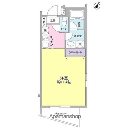 スリーアップ若林１・２９[1K/31.86m2]の間取図