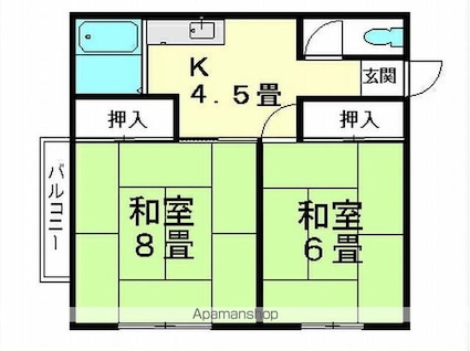 リーブル高台[2K/40.58m2]の間取図