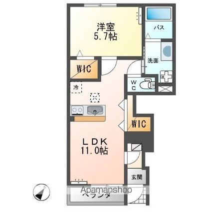 コンフォール　Ｋ[1LDK/43.23m2]の間取図