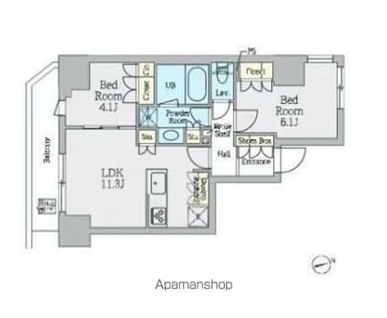 クレストコート上野[2LDK/50.66m2]の間取図