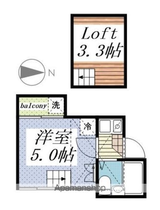 グランドパレスⅡ[1K/12.74m2]の間取図