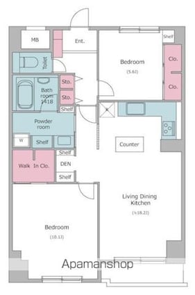 レジディア目白[2LDK/80.44m2]の間取図