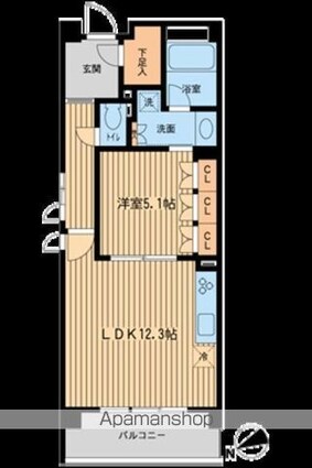 ＨＦ若林公園レジデンス[1LDK/48.68m2]の間取図