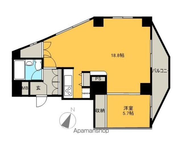 ユニーブル新宿西[1R/54.34m2]の間取図